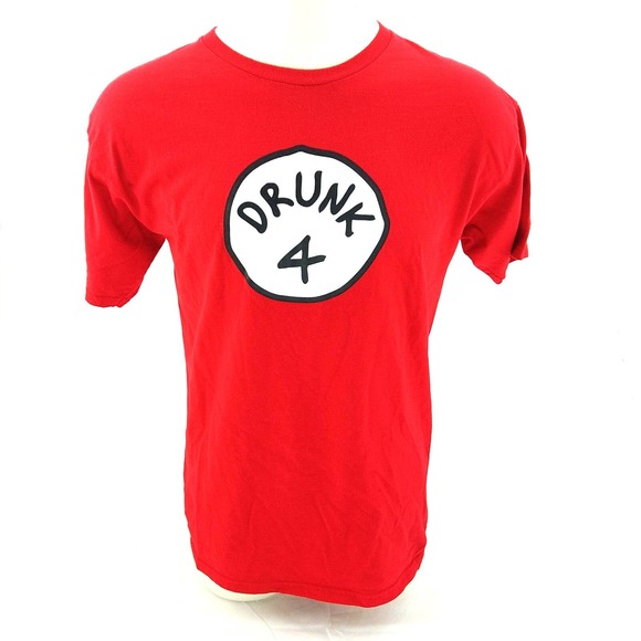 ALStyle Apparel Activities Other - "Drunk 4" Red Party Bar Drinking Game Costume S/S Tshirt Tee Shirt Mens Large